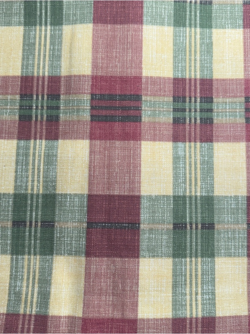 Plaid Decorator Fabric in Burgundy, Green, and Yellow 58” x 56” wide #1138